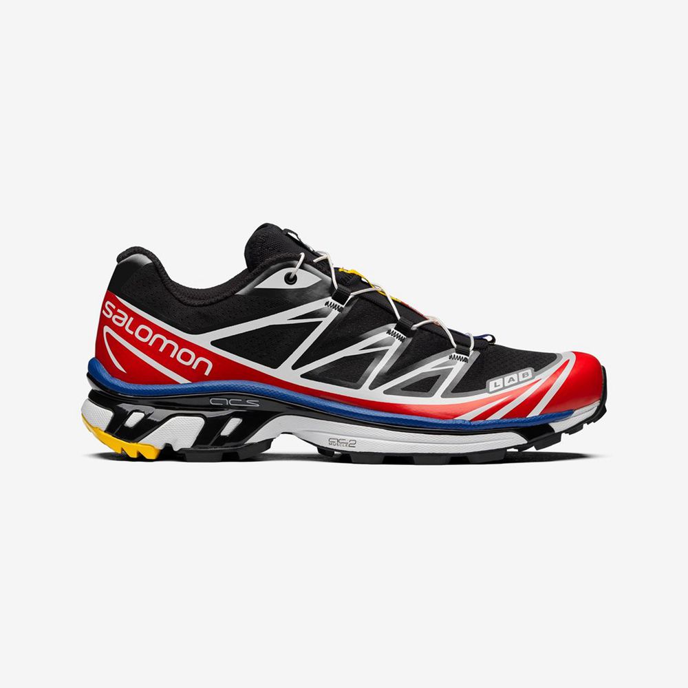 Salomon Singapore Mens Sneakers - XT-6 RACING Black/ White/ Red | 10589-SYAT